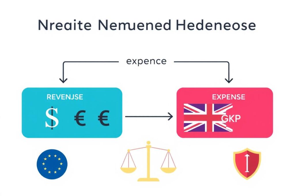 Business financial flow chart showing natural hedging as a safe currency strategy