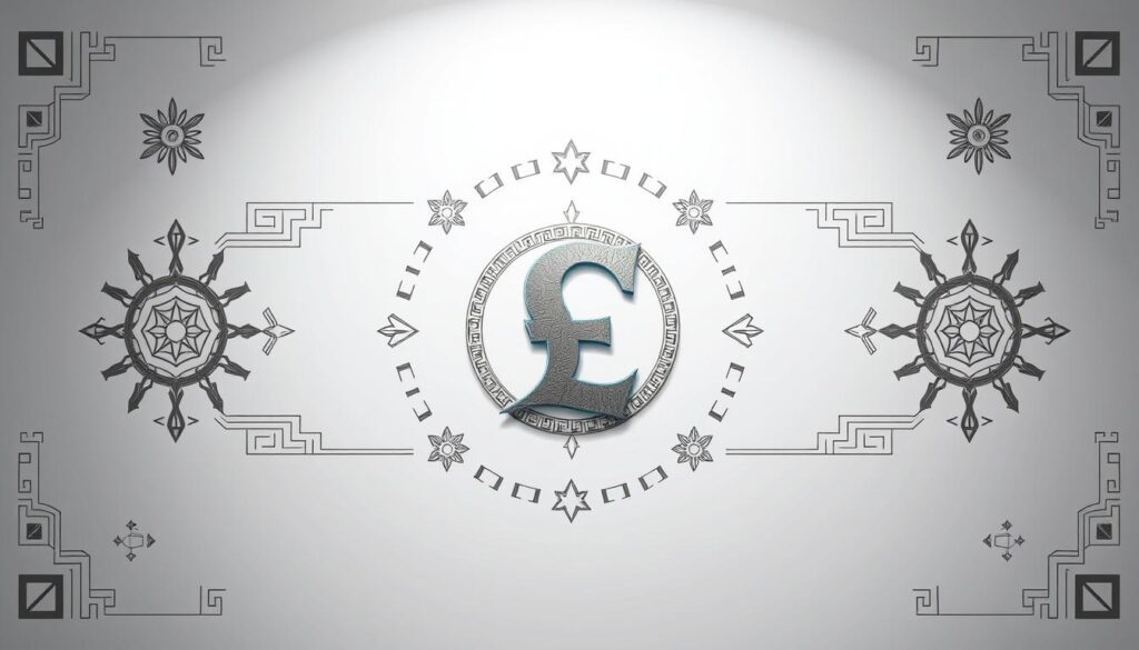 A detailed illustration of the currency symbol and design elements for the Central African CFA franc XAF used in Chad Showcased against a clean minimalist backdrop with subtle gradients the focal point is a boldly rendered Chad currency symbol Surrounding it are intricate geometric patterns elegant line work and symbolic motifs that capture the essence of Chadian culture and heritage Lighting is soft and diffused creating depth and dimension The overall aesthetic is modern sophisticated and reflects the stability and reliability of Chads national currency
