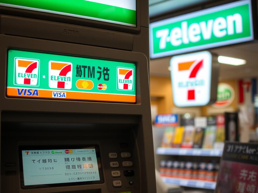 7 Eleven ATM with international card logos in Japan