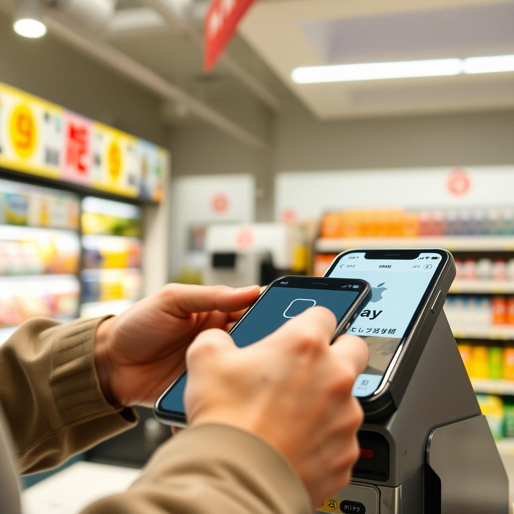 Apple Pay being used at a Japanese convenience store