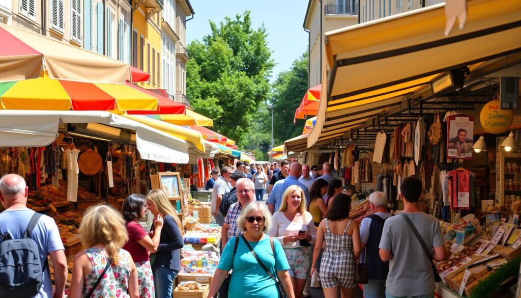 European street market where US dollars are rarely accepted compared to local currency European street market where US dollars are rarely accepted compared to local currency