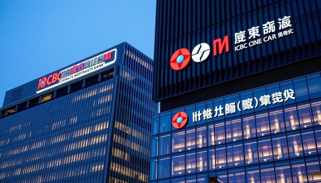 Headquarters buildings of major Chinese banks that issue credit cards including ICBC and China Merchants Bank Headquarters buildings of major Chinese banks that issue credit cards including ICBC and China Merchants Bank