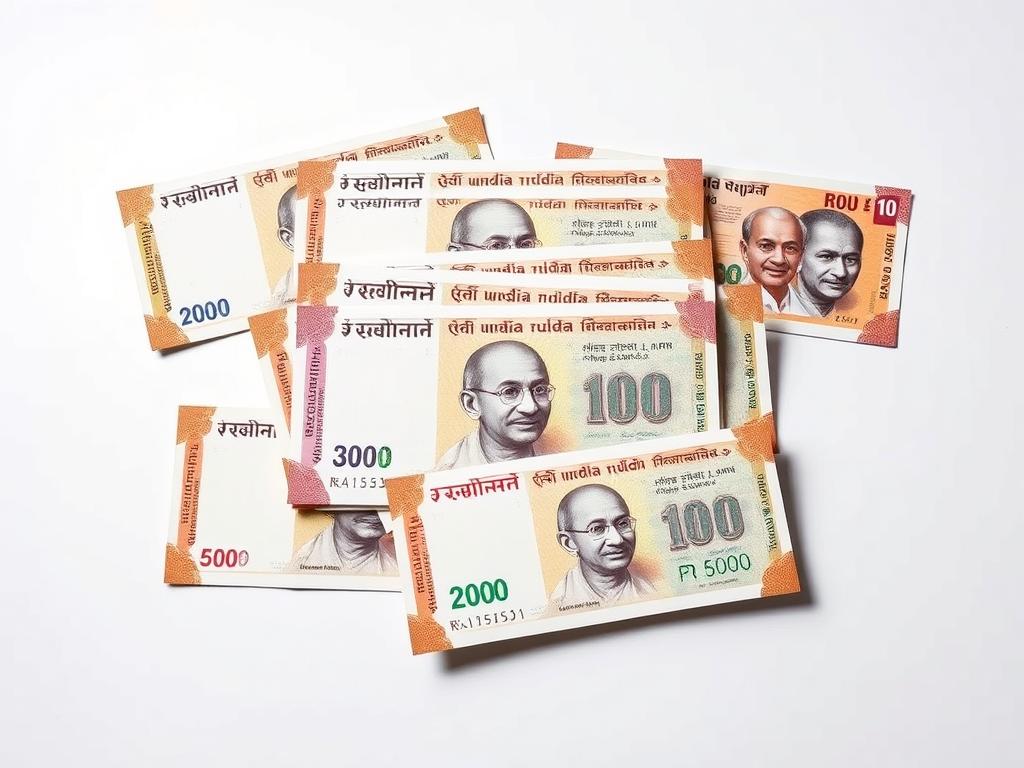 Indian Rupee notes with Gandhi portrait representing one of the most common currencies in Asia by population Indian Rupee notes with Gandhi portrait representing one of the most common currencies in Asia by population