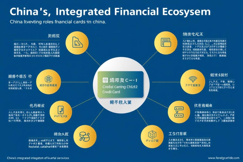 Integrated financial ecosystem showing how credit cards connect with other financial services in China Integrated financial ecosystem showing how credit cards connect with other financial services in China