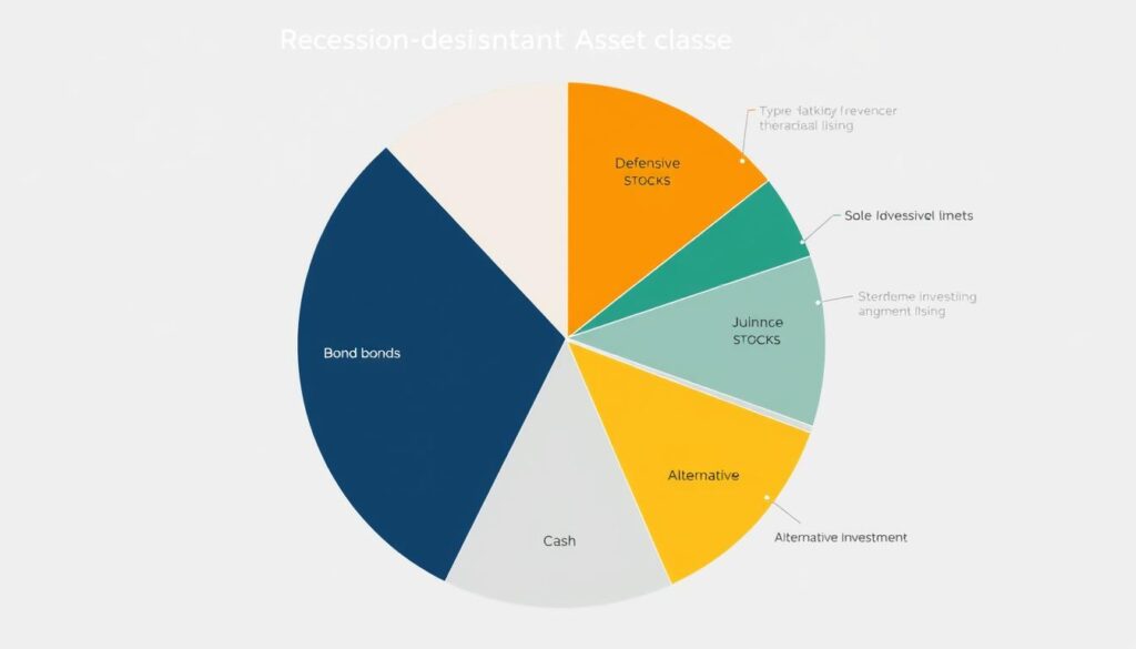 Investment portfolio allocation chart showing recessionresistant asset classes Investment portfolio allocation chart showing recession resistant asset classes