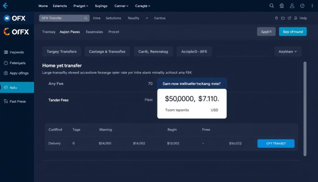 OFX platform showing large transfer with competitive exchange rate