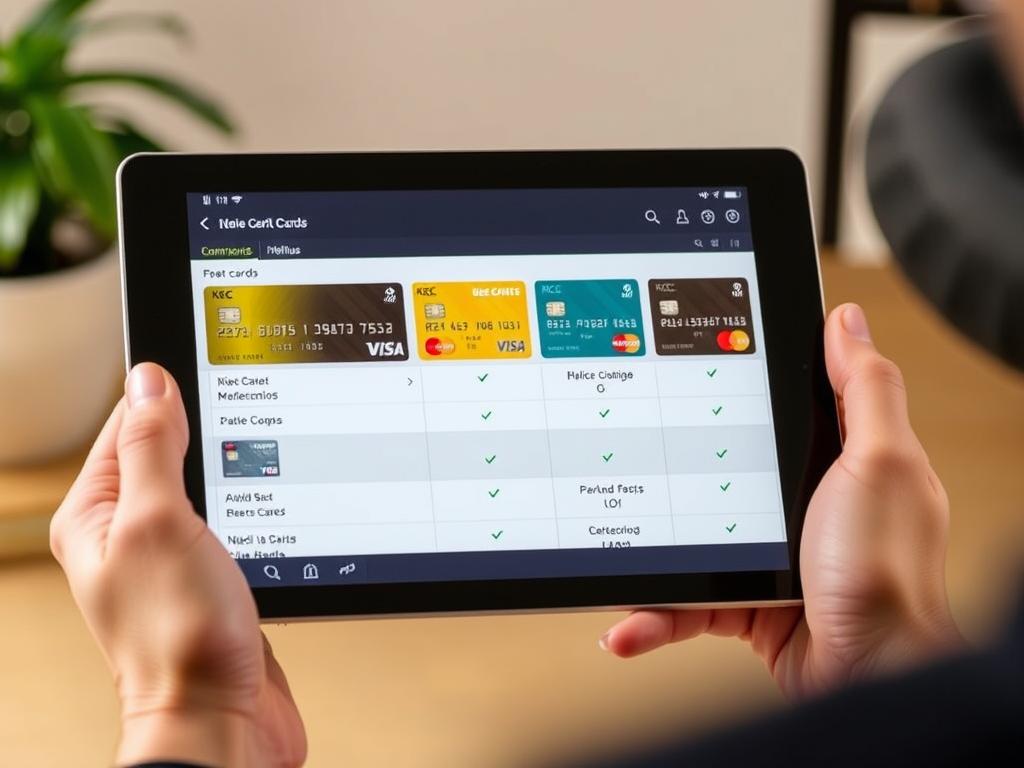Person comparing different Belgium credit card offers on a tablet