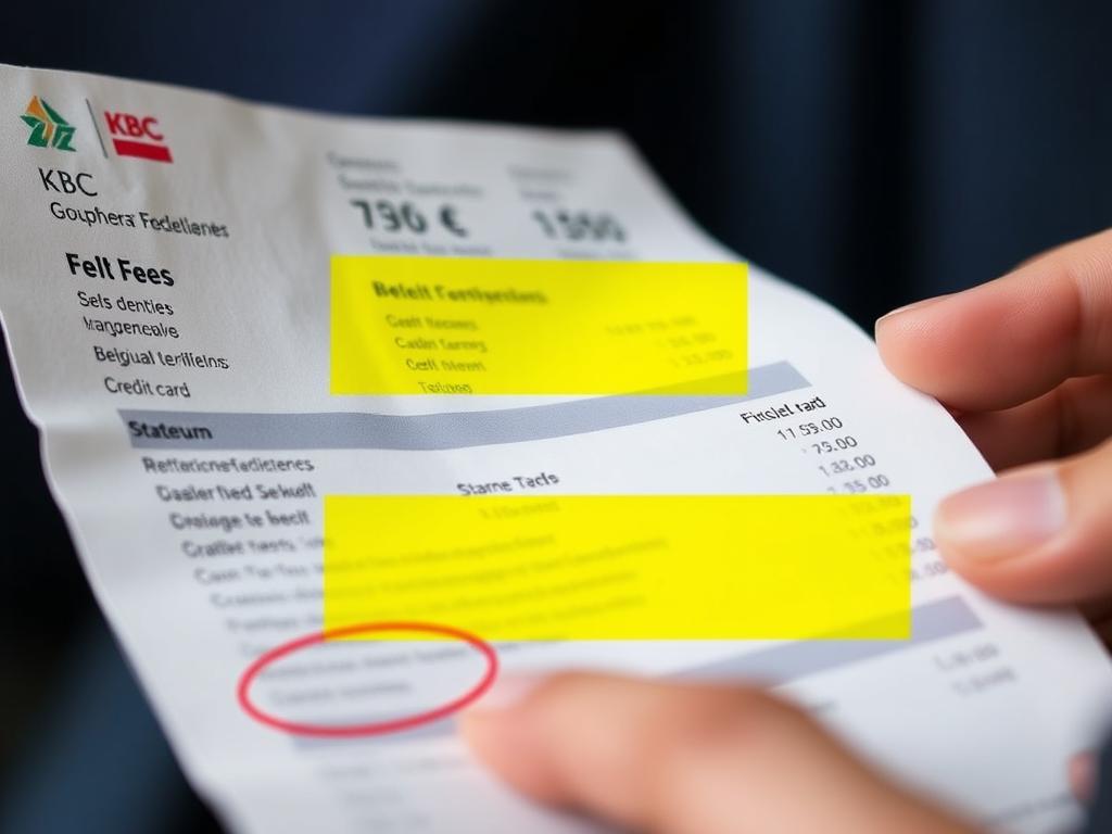 Person reviewing Belgium credit card statement with fees highlighted