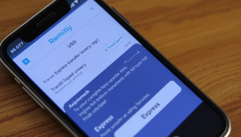 Remitly app showing express transfer option with delivery time estimate