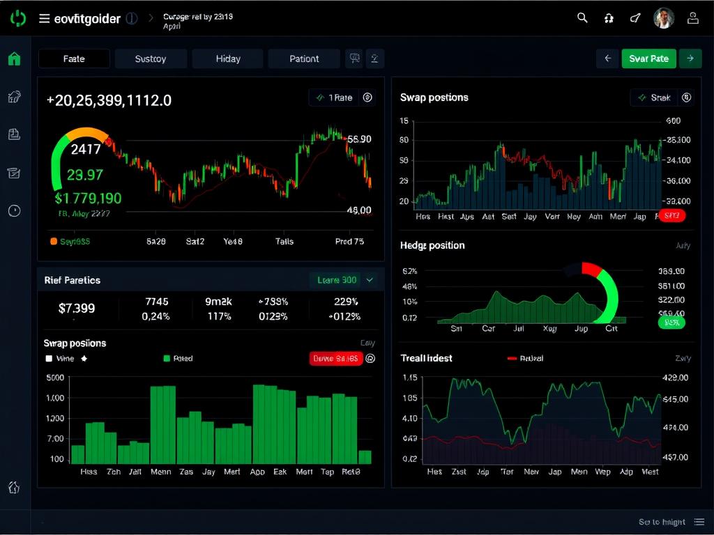 Risk management dashboard showing swap rate exposures
