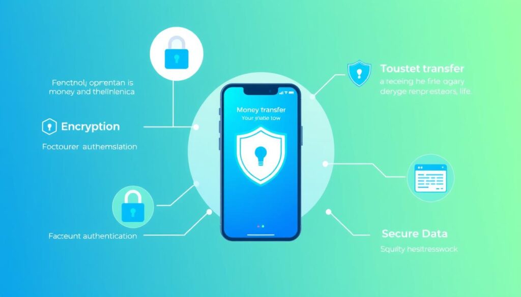 Security features of money transfer apps including encryption and authentication