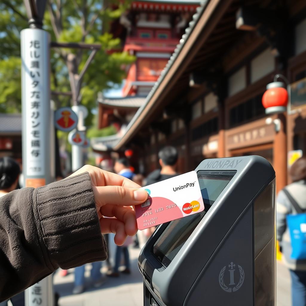 UnionPay card being used in a Japanese tourist area