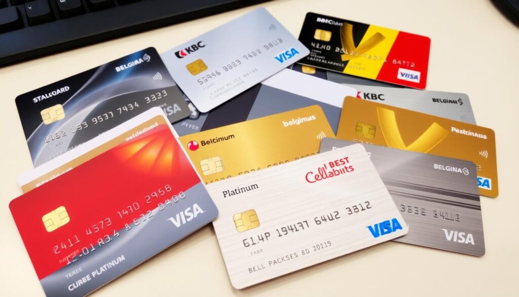 Various Belgium credit card types displayed including standard gold and platinum options