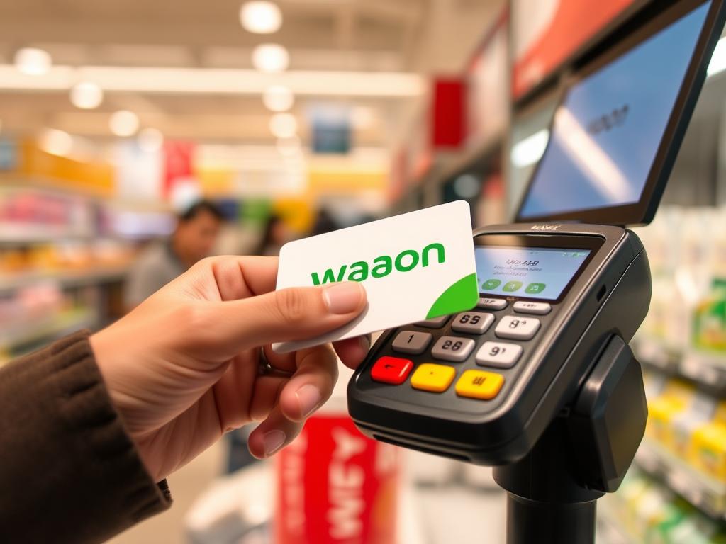 Waon prepaid card being used at a Japanese store