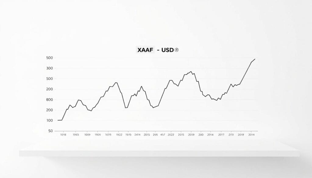 A detailed graph depicting the current XAF to USD exchange rate presented against a clean minimalist background The graph should be clear and easy to interpret showcasing the fluctuations in the exchange rate over time The background should be a simple neutral color scheme allowing the graph to be the focal point of the image The lighting should be bright and uniform providing a crisp professional appearance The angle should be straight on with the graph filling the majority of the frame ensuring maximum visibility and impact The overall mood should convey a sense of financial information and currency data with a subtle yet authoritative tone