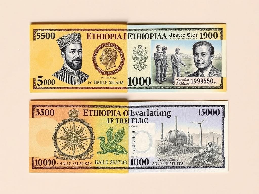 Comparison of currency designs from imperial and postrevolution Ethiopia Comparison of currency designs from imperial and post revolution Ethiopia