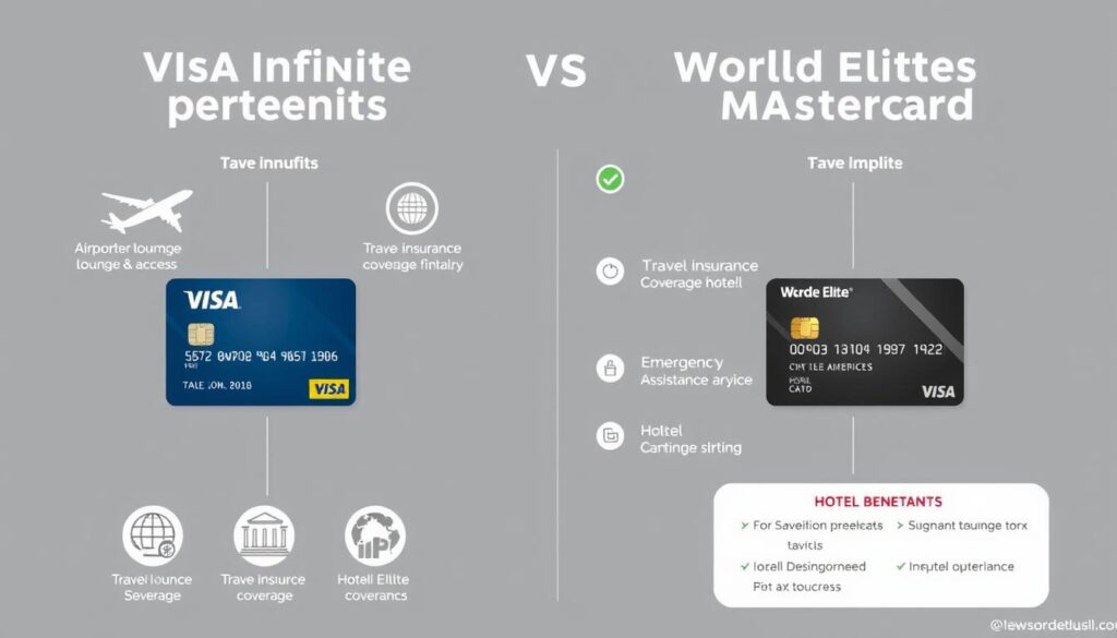 Comparison of travel benefits offered by Visa and Mastercard premium cards