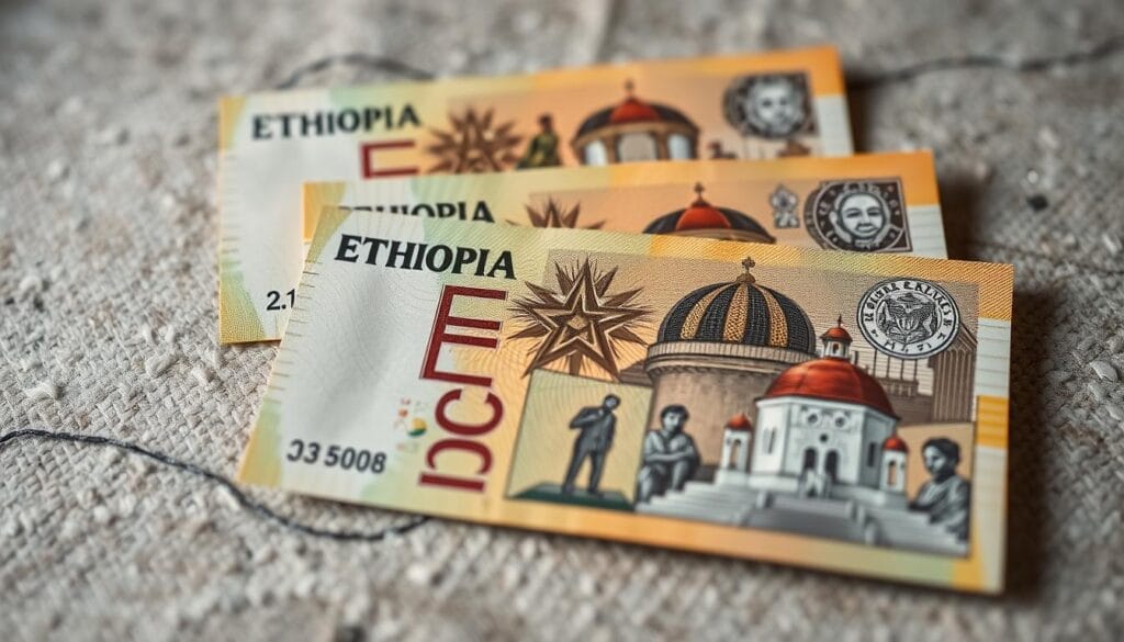 Ethiopian currency designs showing cultural and historical elements Ethiopian currency designs showing cultural and historical elements