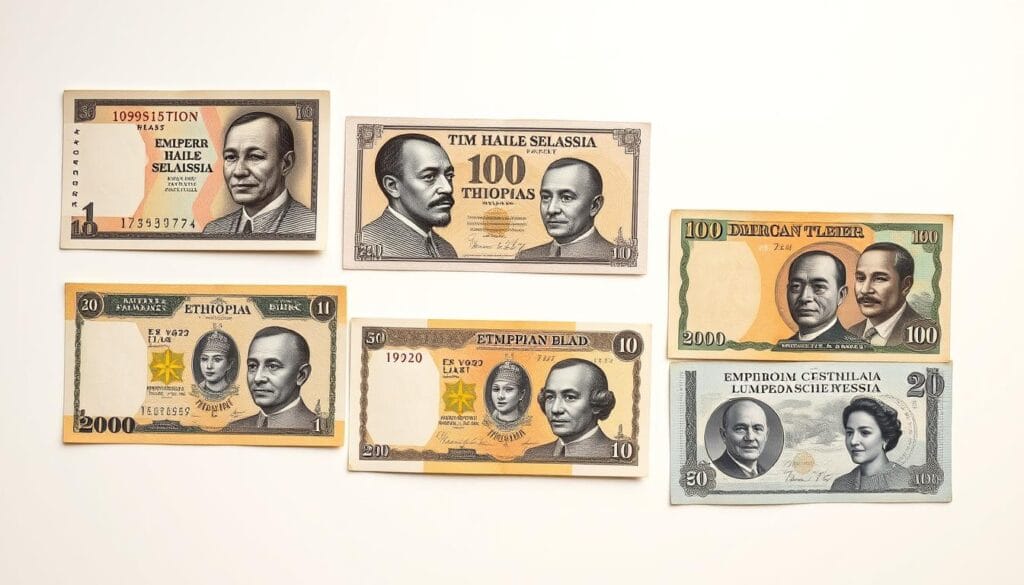 Evolution of Ethiopian birr banknotes from Emperor Haile Selassie era to modern designs Evolution of Ethiopian birr banknotes from Emperor Haile Selassie era to modern designs