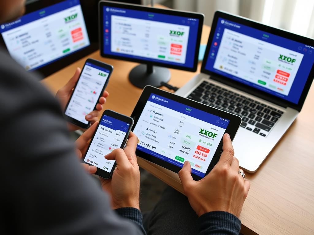 Person comparing USD to XOF exchange rates on multiple platforms