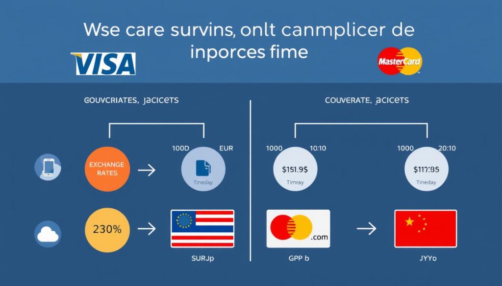 Visa vs Mastercard exchange rate comparison showing currency conversion process
