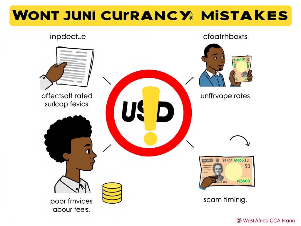 Visual representation of common mistakes in currency exchange