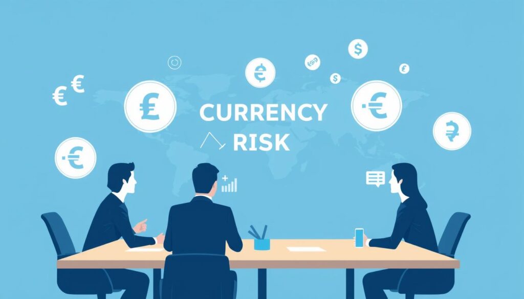 Business team implementing forward contract strategy for foreign exchange risk management