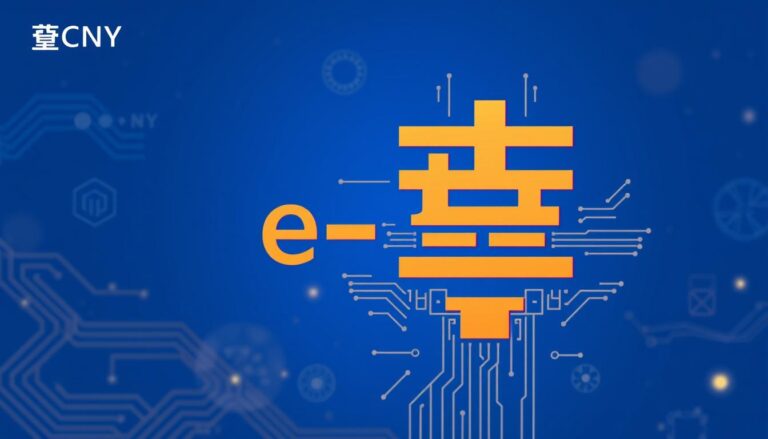 Digital representation of the E-Yuan currency symbol with Chinese characters and digital elements