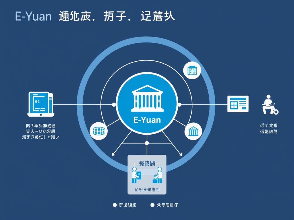 Technical diagram showing how the E Yuan system works with central bank commercial banks and users